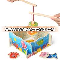 2017 new intellectual wooden magnetic fishing game toy