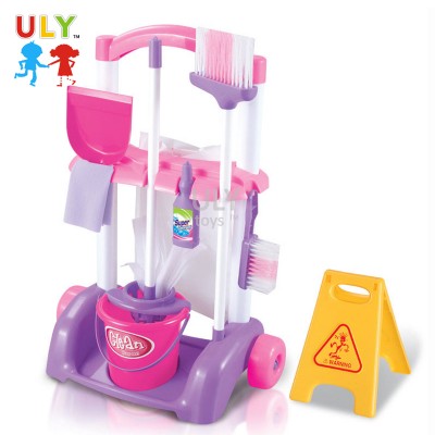 2020 New Pretend Play Toys Plastic Cart Cleaning Toy Set Home Appliance Cleaning Trolley Kit Tool Set Toys for Kids