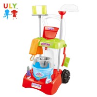 Hot Sale Kids Cleaning Tool Plastic Cleaning Trolley Role Play Pretend Play Set Kids Cart Household Cleaning Toy Set For Girl